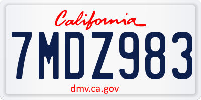 CA license plate 7MDZ983