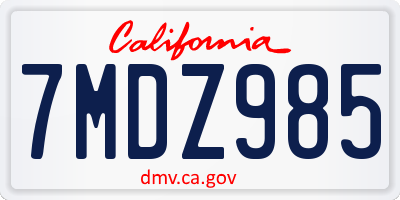 CA license plate 7MDZ985
