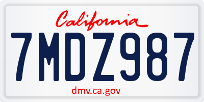 CA license plate 7MDZ987