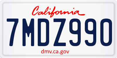 CA license plate 7MDZ990