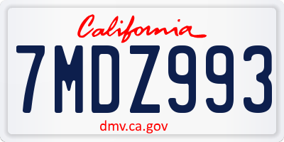 CA license plate 7MDZ993