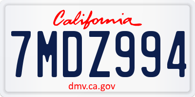 CA license plate 7MDZ994