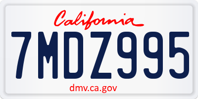 CA license plate 7MDZ995