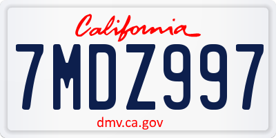 CA license plate 7MDZ997