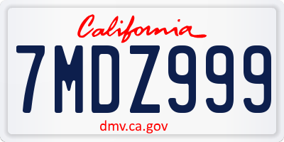 CA license plate 7MDZ999