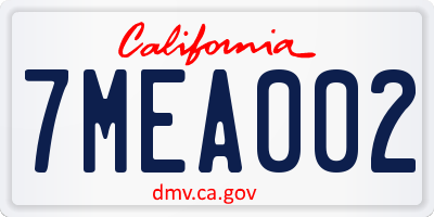 CA license plate 7MEA002