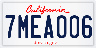 CA license plate 7MEA006