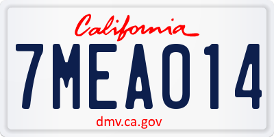 CA license plate 7MEA014
