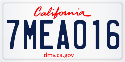 CA license plate 7MEA016