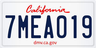 CA license plate 7MEA019