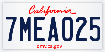 CA license plate 7MEA025