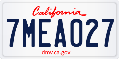 CA license plate 7MEA027