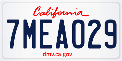 CA license plate 7MEA029