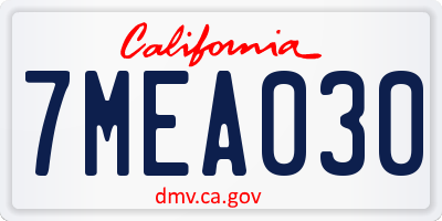 CA license plate 7MEA030