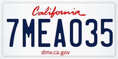 CA license plate 7MEA035