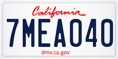 CA license plate 7MEA040