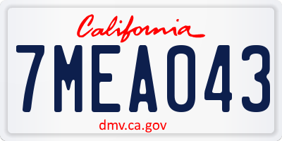 CA license plate 7MEA043