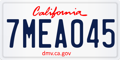 CA license plate 7MEA045