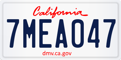 CA license plate 7MEA047