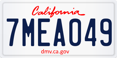 CA license plate 7MEA049