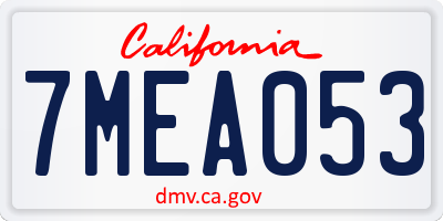 CA license plate 7MEA053