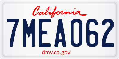 CA license plate 7MEA062