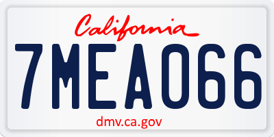 CA license plate 7MEA066