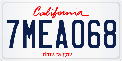 CA license plate 7MEA068