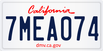 CA license plate 7MEA074