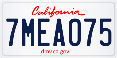 CA license plate 7MEA075
