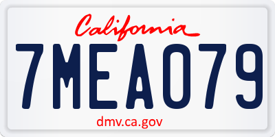 CA license plate 7MEA079