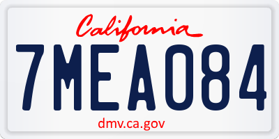CA license plate 7MEA084