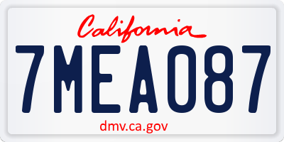CA license plate 7MEA087