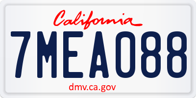 CA license plate 7MEA088