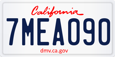 CA license plate 7MEA090