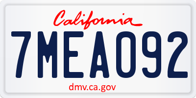 CA license plate 7MEA092