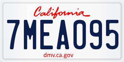 CA license plate 7MEA095