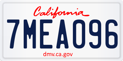 CA license plate 7MEA096