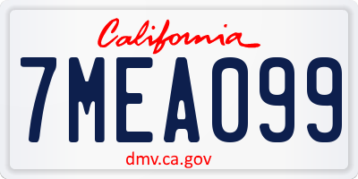 CA license plate 7MEA099