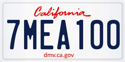 CA license plate 7MEA100