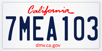 CA license plate 7MEA103