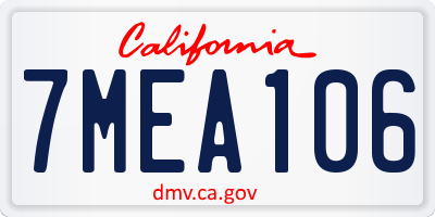 CA license plate 7MEA106