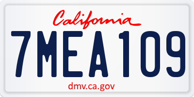 CA license plate 7MEA109