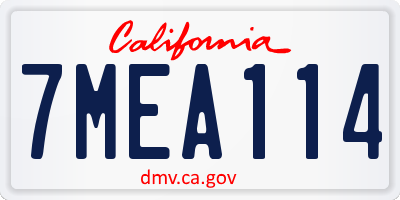 CA license plate 7MEA114