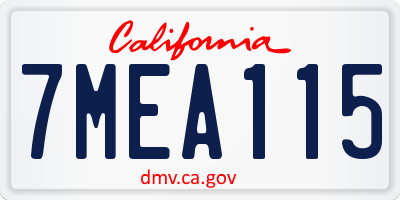 CA license plate 7MEA115