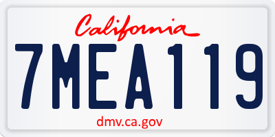 CA license plate 7MEA119