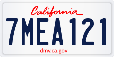 CA license plate 7MEA121