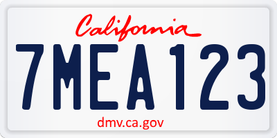 CA license plate 7MEA123