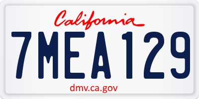 CA license plate 7MEA129