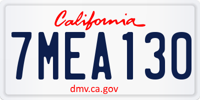 CA license plate 7MEA130